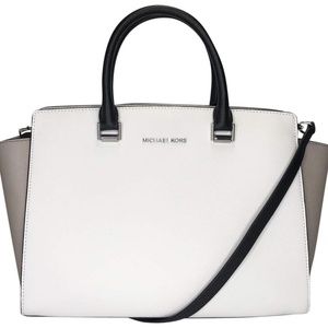 Michael Kors Selma Large White~Beige~Black Tote